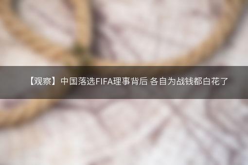 【观察】中国落选FIFA理事背后 各自为战钱都白花了